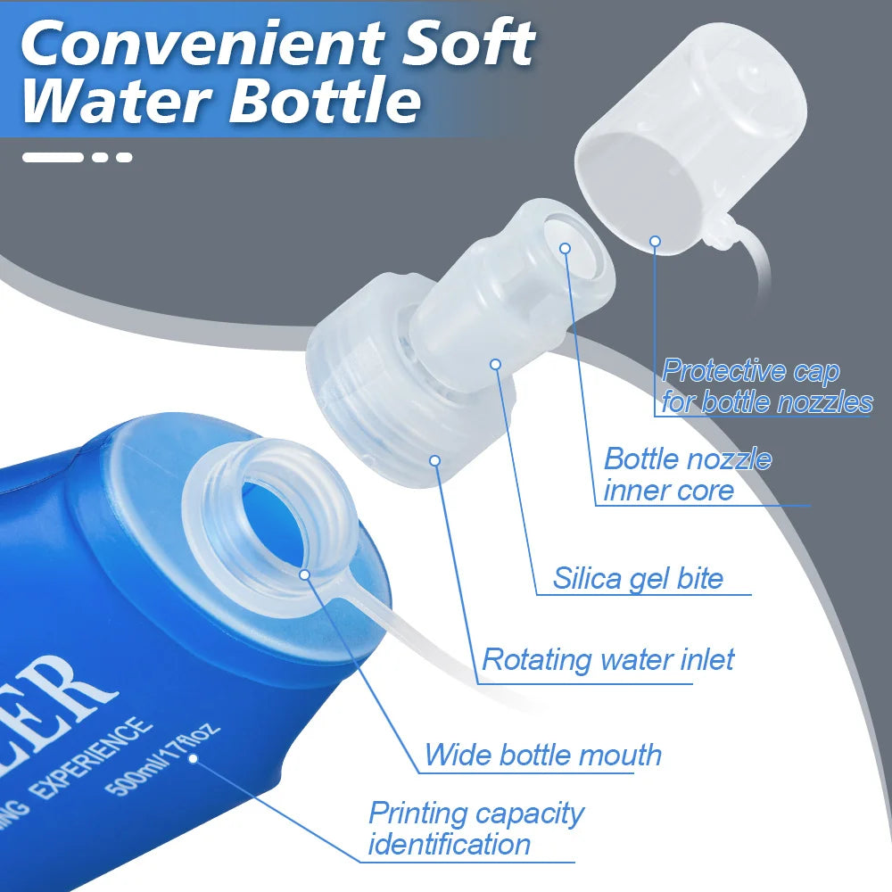 Garrafa de Hidratação Flexível |TPU Premium (500ml/250ml)
