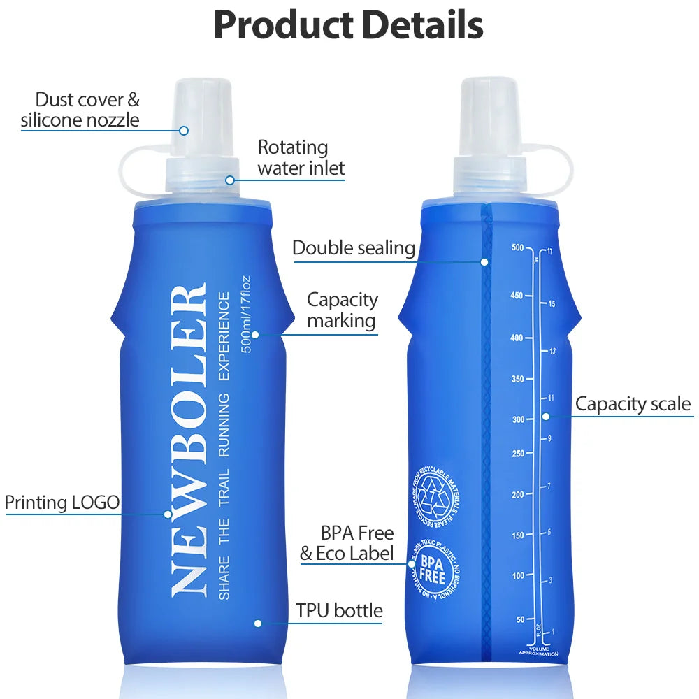 Garrafa de Hidratação Flexível |TPU Premium (500ml/250ml)